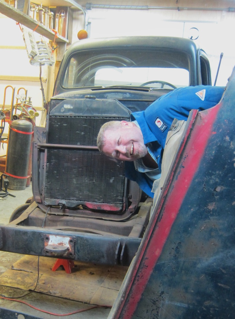 Don Lemma and Chestermere fire truck being restored