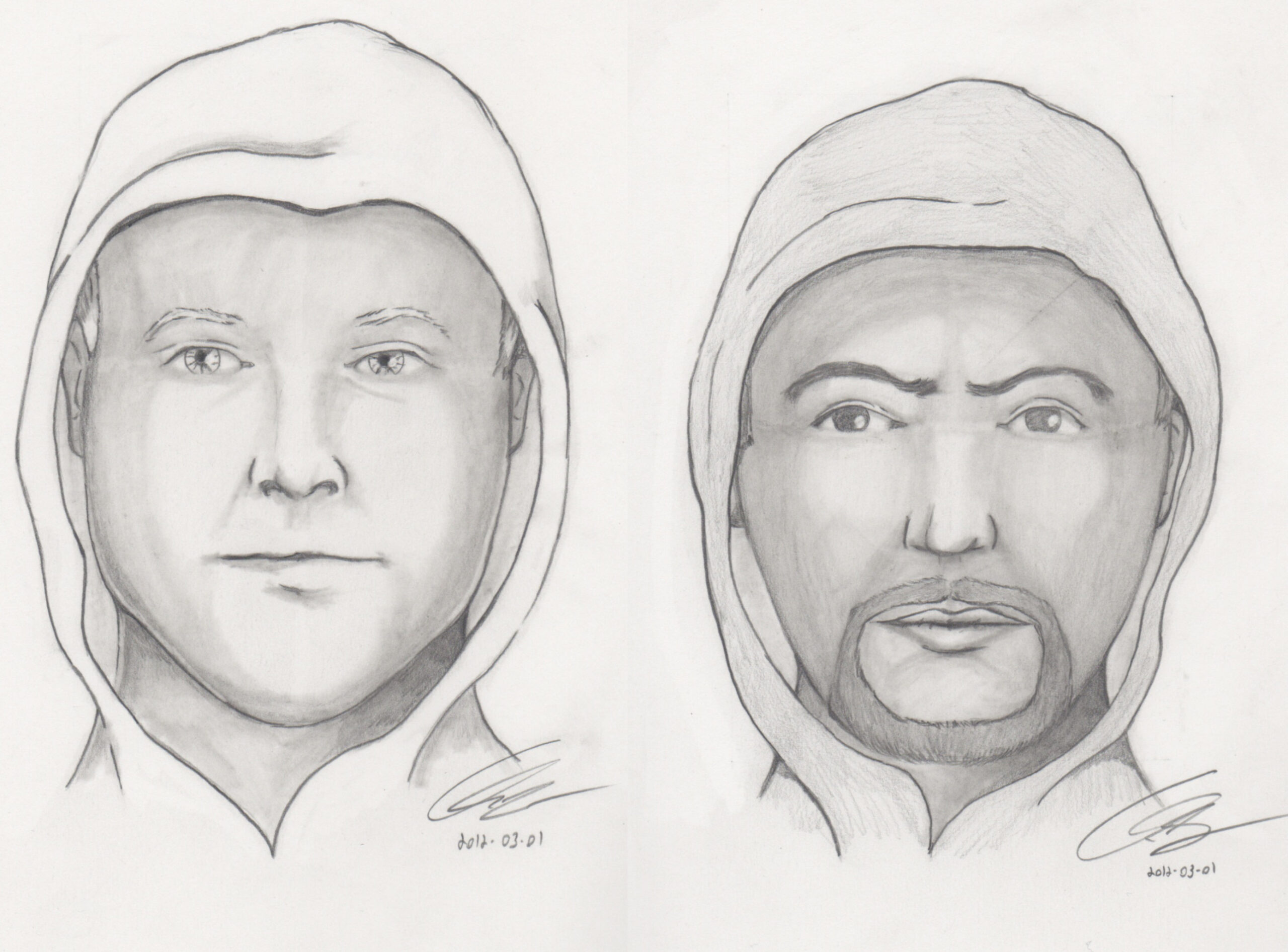 drawings of the suspects involved