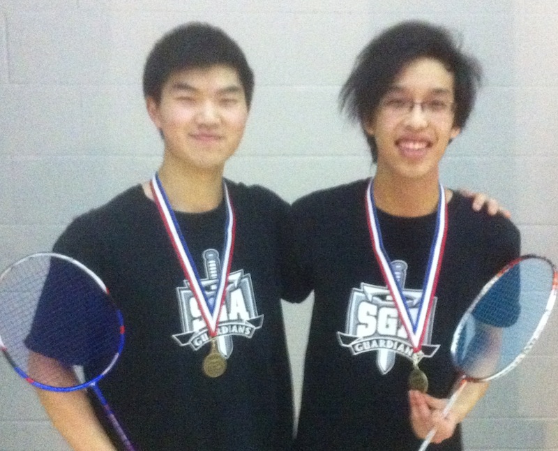 St. Gabes badminton players Abraham and Jorda