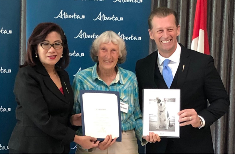 local lady Jean Vergouwen with Minister Josephine Pon and MLA Mike Lewis