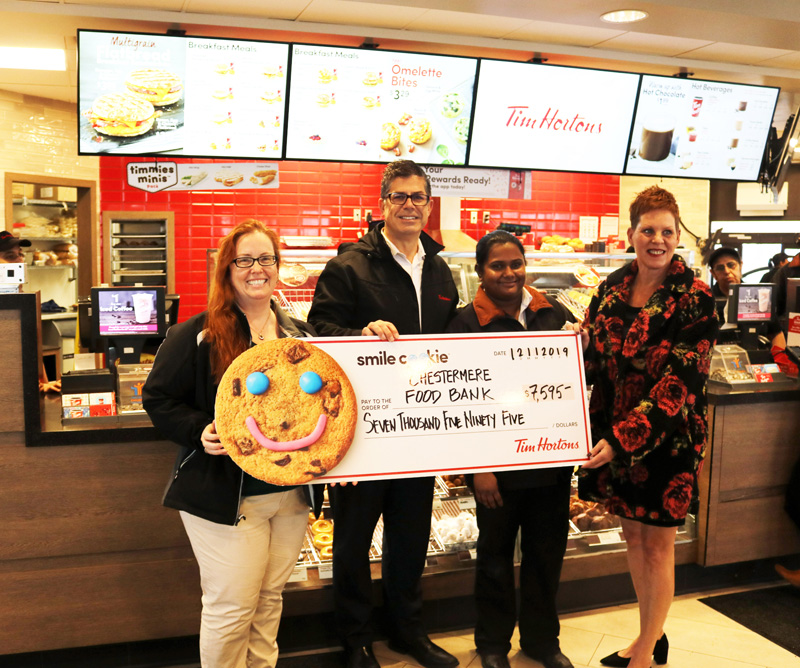 Tim Horton’s Smile Cookie Campaign raised over $7,000 for the Chestermere Food Bank pic 1