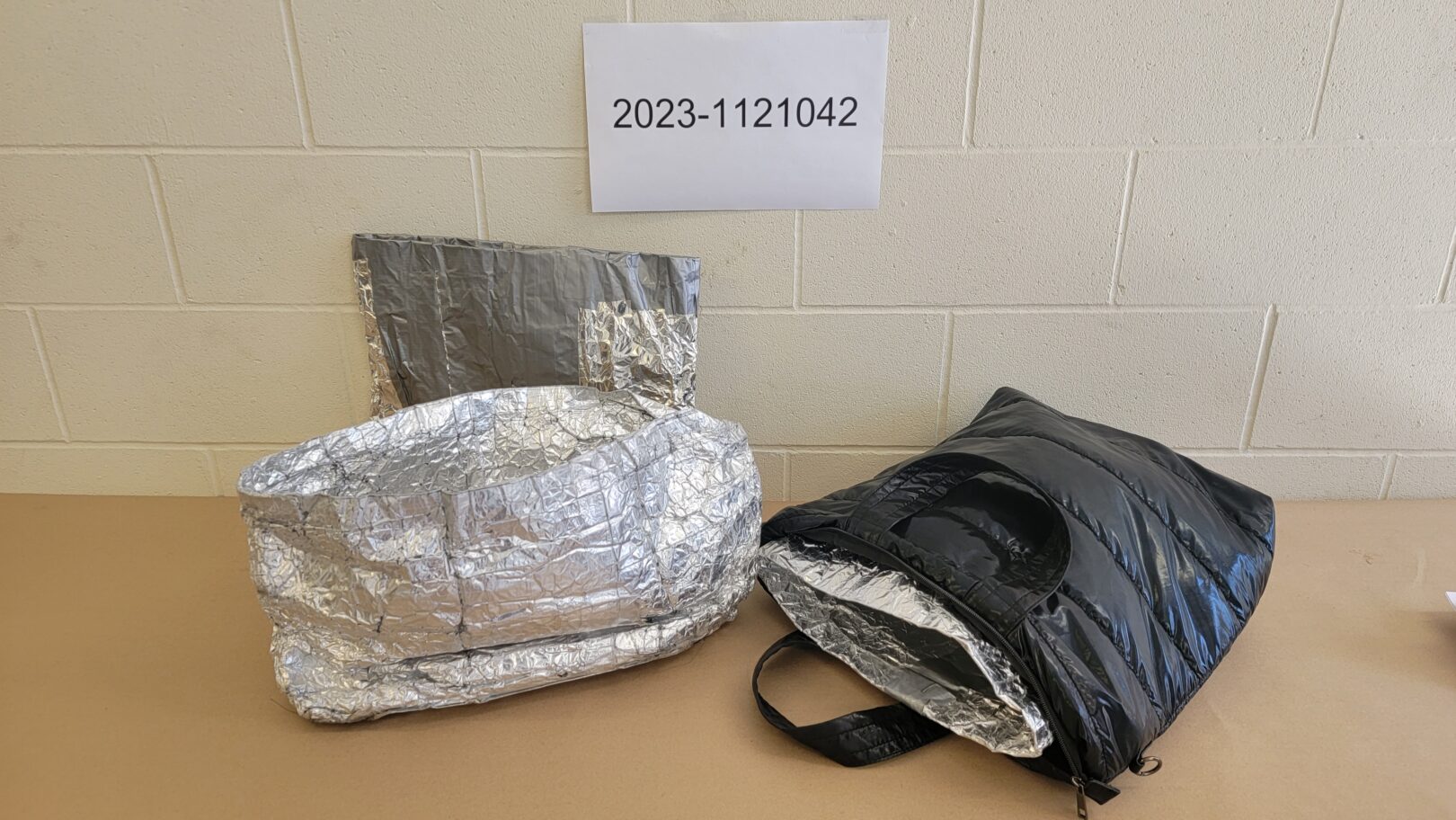 Handmade tinfoil bags used to steal and hide stolen items